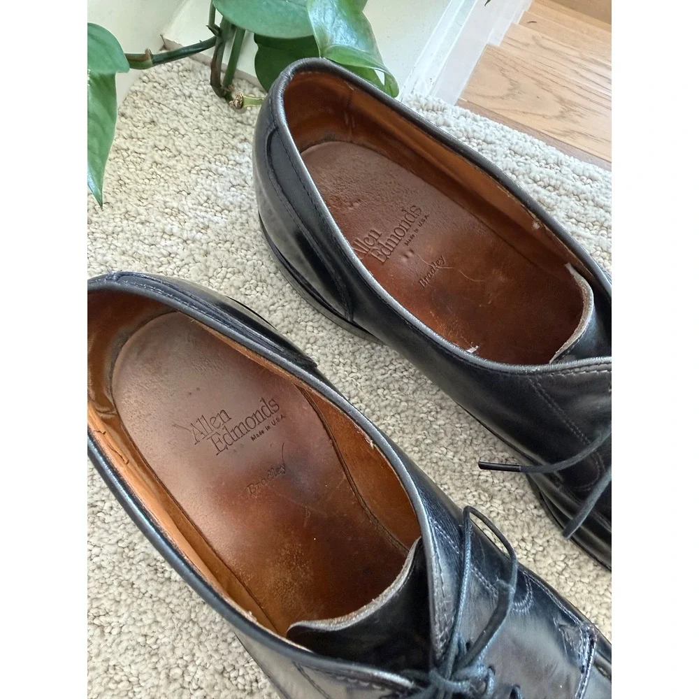 Allen Edmonds Bradley Split Toe Oxford Men 13 D Black Leather Dress Shoes USA
